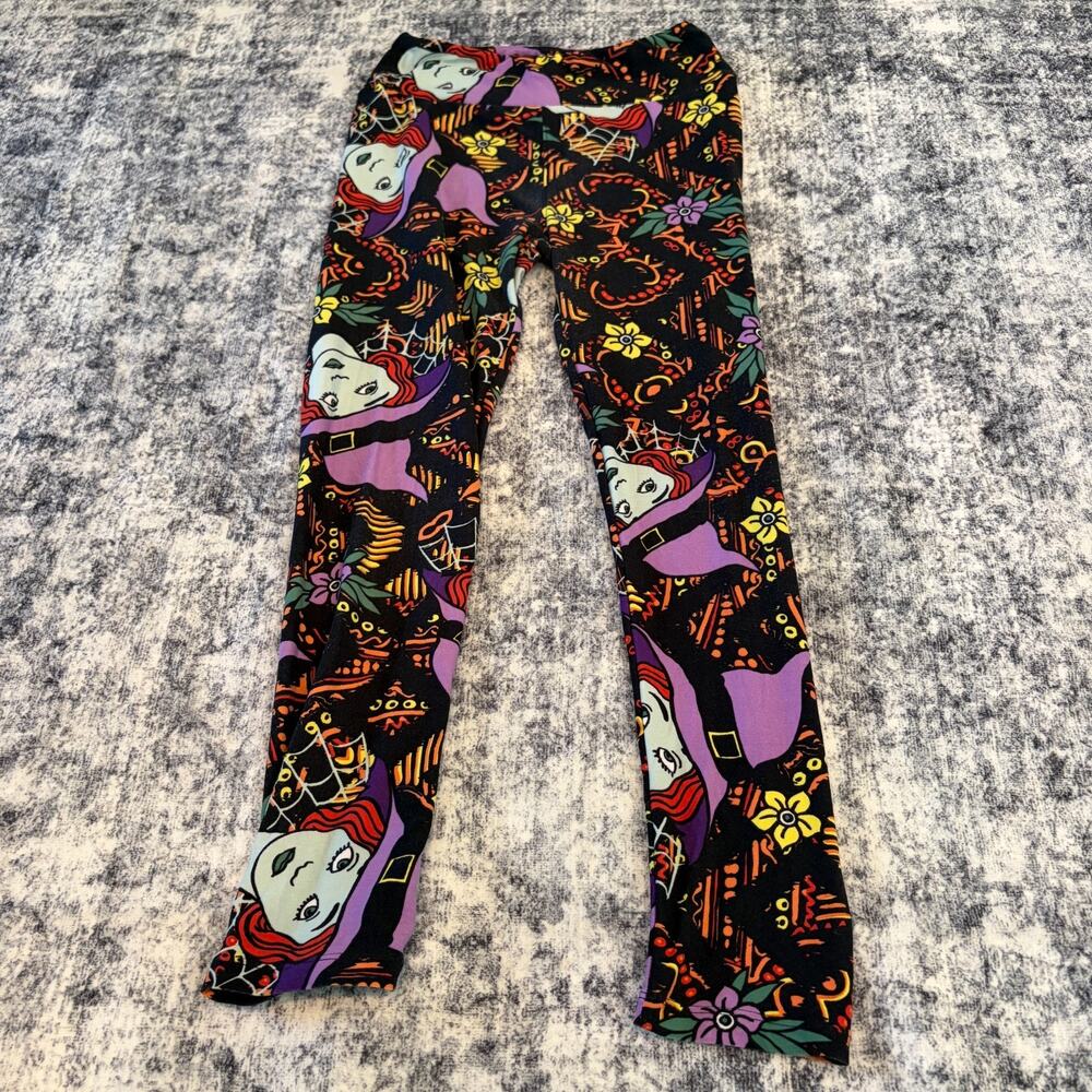 LuLaRoe Witch & Flower Halloween Tattoo Print‎ Leggings Womens OS Spooky Casual
